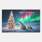 Polar Beer Mom Cubs Kerstboom Noorderlicht Rechthoekige Sticker (Voorkant)