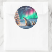 Polar Beer Mom Cubs Kerstboom Noorderlicht Ronde Sticker (Tas)