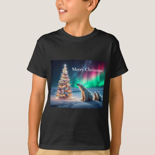 Polar Beer Mom Cubs Kerstboom Noorderlicht T-shirt (Voorkant)