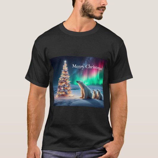 Polar Beer Mom Cubs Kerstboom Noorderlicht T-shirt (Voorkant)