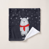 Polar Beer Navy Snow Winter gepersonaliseerd Bad Handdoek (Wasdoekje)
