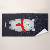 Polar Beer Navy Snow Winter gepersonaliseerd Badhanddoek (Badhanddoek)