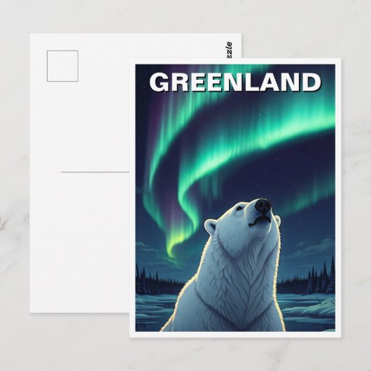 Polar Beer noorderlicht Groenland Briefkaart (Voorkant / Achterkant)
