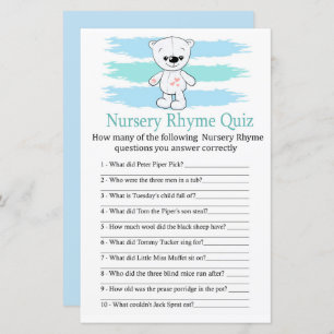 Polar beer Nursery Rhyme Quiz baby shower game