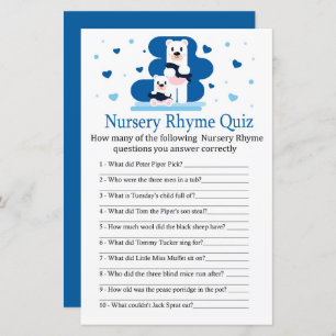 Polar beer Nursery Rhyme Quiz baby shower game