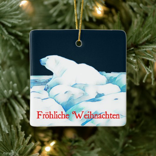Polar Beer on Ice - Fröhliche Weihnachten Keramisch Ornament (Boom)