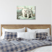 Polar Beer on Iceberg  Illustration 18x13" Canvas Afdruk (Insitu (Slaapkamer))