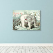 Polar Beer on Iceberg  Illustration 18x13" Canvas Afdruk (Insitu (Houten vloer))