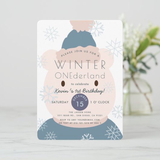 Polar Beer Onederland Boy 1st Birthday Uitnodiging (Staand voorkant)