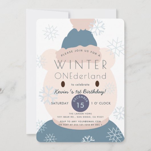Polar Beer Onederland Boy 1st Birthday Uitnodiging (Voorkant)