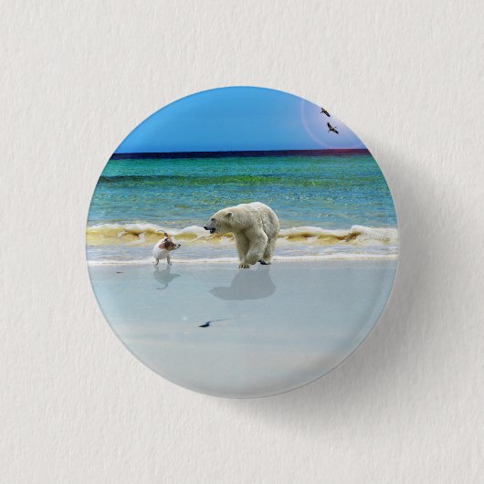 Polar Beer ontmoet Jack Russell, Badge Ronde Button 3,2 Cm (Voorkant)