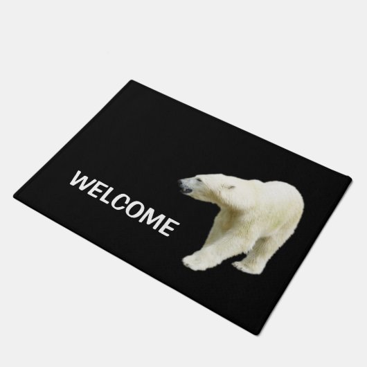 Polar Beer op Black Welcome Deurmat (Schuin)