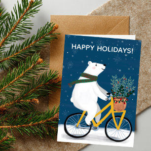 Polar Beer op de fiets Charmante Schattigee kerst  Feestdagen Kaart