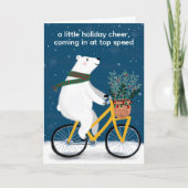 Polar Beer op de fiets Grappig Schattigee kerst Cu Feestdagen Kaart (Voorkant)