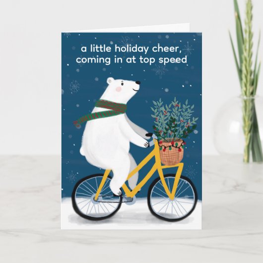 Polar Beer op de fiets Grappig Schattigee kerst Cu Feestdagen Kaart (Voorkant)