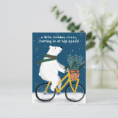 Polar Beer op de fiets Grappig Schattigee kerst Cu Feestdagenkaart (Staand voorkant)