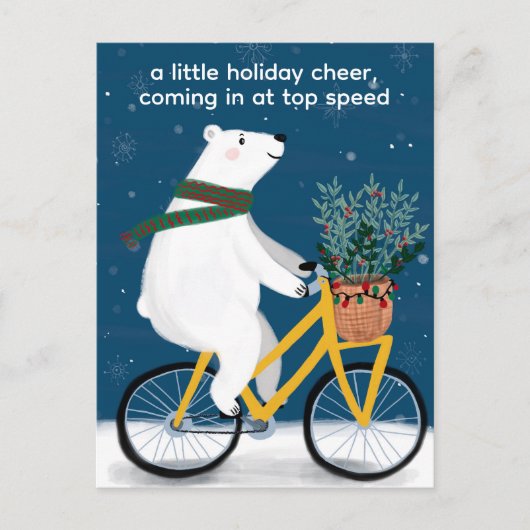 Polar Beer op de fiets Grappig Schattigee kerst Cu Feestdagenkaart (Voorkant)