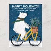 Polar Beer op de fiets Schattigee kerst Custom Feestdagenkaart (Voorkant)
