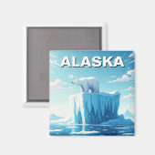 Polar Beer op een Iceberg Alaska Briefkaart Magneet (Voorkant / Achterkant)