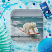 Polar Beer op een surfplank Papieren Bordje (Feest)