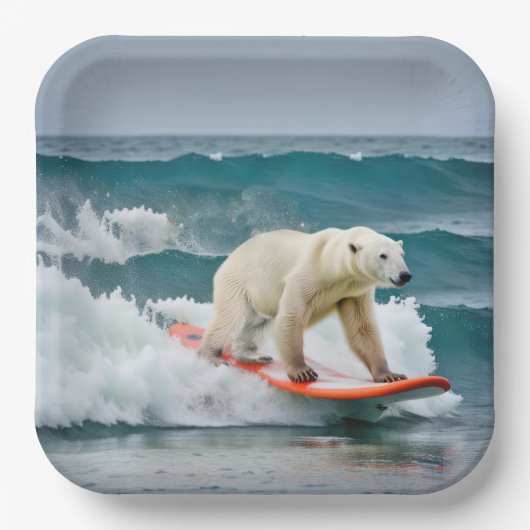 Polar Beer op een surfplank Papieren Bordje (Voorkant)