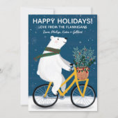 Polar Beer op fiets handgemaakte Schattigee kerst  Feestdagenkaart (Voorkant)