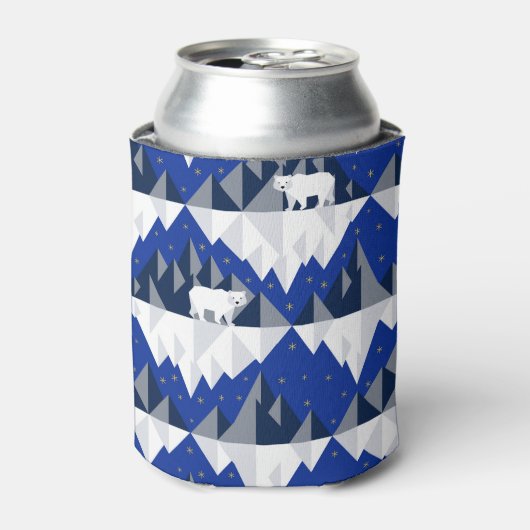 Polar Beer op Iceberg Naadloos Patroon. Blikjeskoeler (Blikje Voorkant)