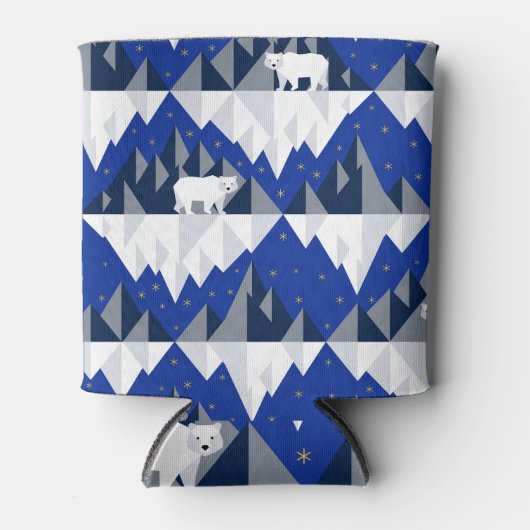 Polar Beer op Iceberg Naadloos Patroon. Blikjeskoeler (Voorkant)