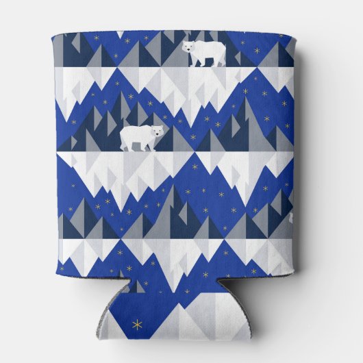 Polar Beer op Iceberg Naadloos Patroon. Blikjeskoeler (Achterkant)