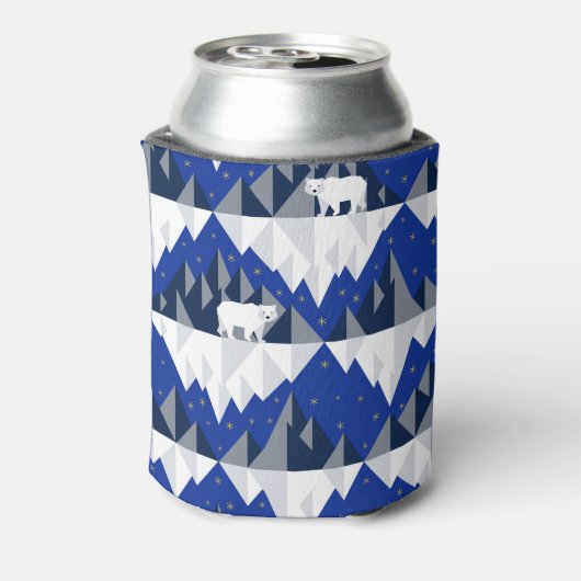 Polar Beer op Iceberg Naadloos Patroon. Blikjeskoeler (Blikje Achterkant)