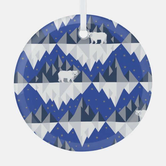 Polar Beer op Iceberg Naadloos Patroon. Glas Ornament (Voorkant)