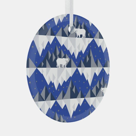 Polar Beer op Iceberg Naadloos Patroon. Glas Ornament (Voorkant Rechts)