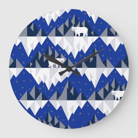 Polar Beer op Iceberg Naadloos Patroon. Grote Klok (Voorkant)