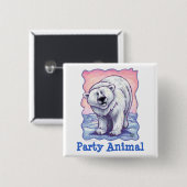 Polar Beer Party Center Vierkante Button 5,1 Cm (Voorkant /achterkant)