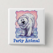 Polar Beer Party Center Vierkante Button 5,1 Cm (Voorkant)