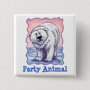 Polar Beer Party Center Vierkante Button 5,1 Cm