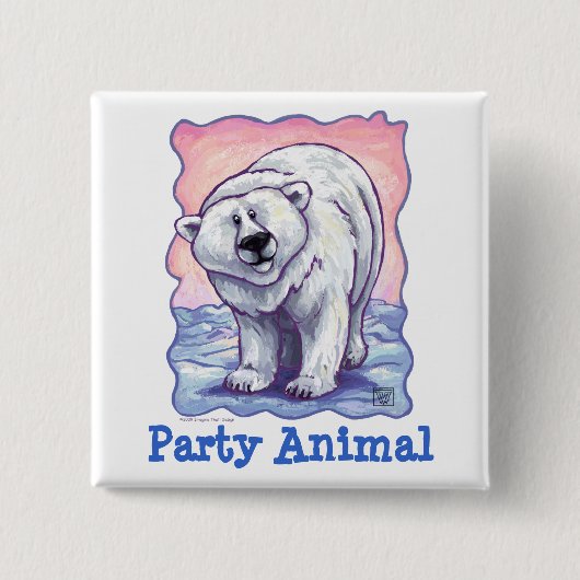 Polar Beer Party Center Vierkante Button 5,1 Cm (Voorkant)