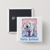 Polar Beer Party Center Vierkante Button 5,1 Cm (Voorkant /achterkant)
