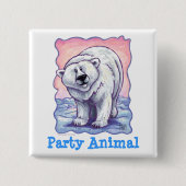 Polar Beer Party Center Vierkante Button 5,1 Cm (Voorkant)