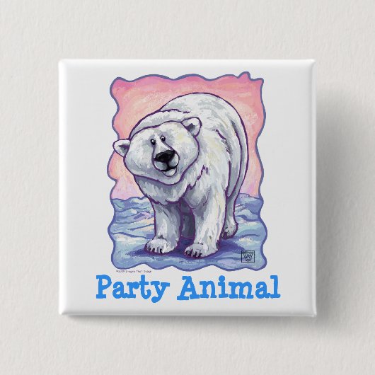Polar Beer Party Center Vierkante Button 5,1 Cm (Voorkant)