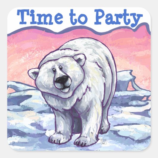 Polar Beer Party Center Vierkante Sticker (Voorkant)