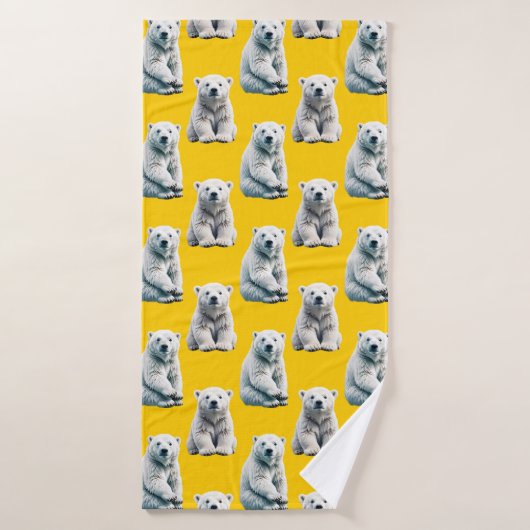 Polar Beer Pattern Design op geel Badhanddoek (Badhanddoek)
