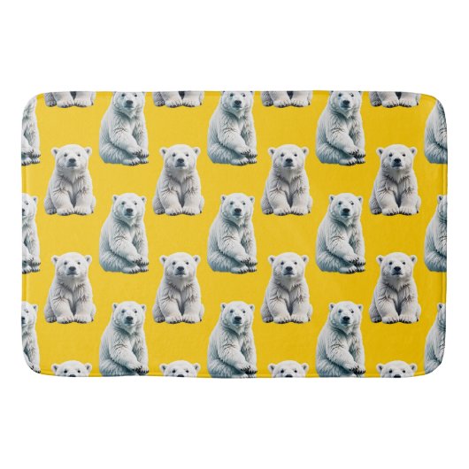 Polar Beer Pattern Design op geel Badmat (Voorkant)