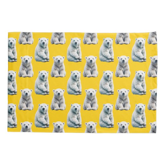 Polar Beer Pattern Design op geel Kussensloop (Achterkant)