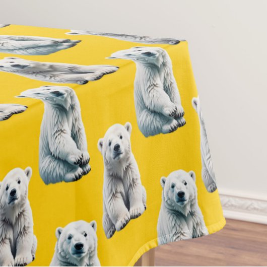 Polar Beer Pattern Design op geel Tafelkleed