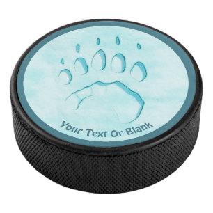 Polar Beer Paw Print Hockey Puck