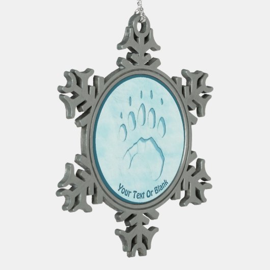 Polar Beer Paw Print Tin Sneeuwvlok Ornament (Links)