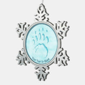 Polar Beer Paw Print Tin Sneeuwvlok Ornament (Rechts)
