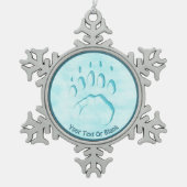 Polar Beer Paw Print Tin Sneeuwvlok Ornament (Voorkant)