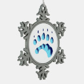 Polar Beer Paw Print Tin Sneeuwvlok Ornament (Links)